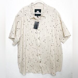 Winston Shirt Button Front Short Sleeve 3XL Khaki Palm Tree Print Vacation Linen